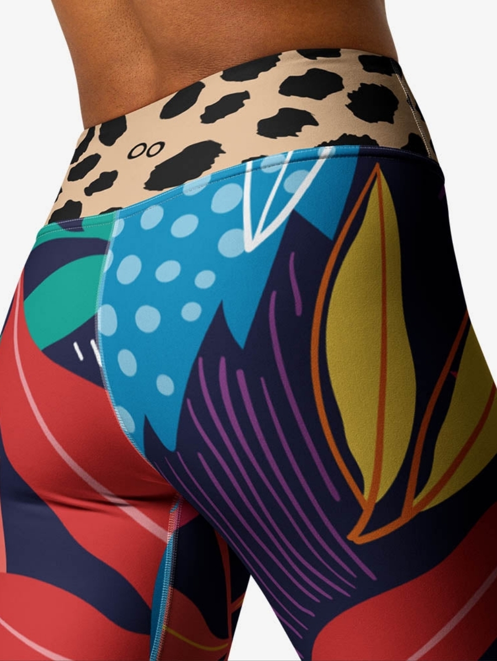 Loony Legs LONDON Floral Leggings "Animal Leaves" Blue/Orange/Green - Picture 7 of 11